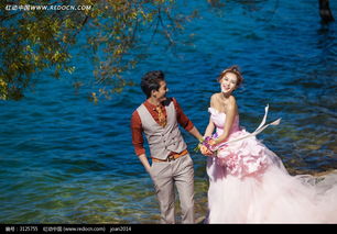 湖水和牵手的情侣婚纱摄影图片免费下载 编号3125755 红动网